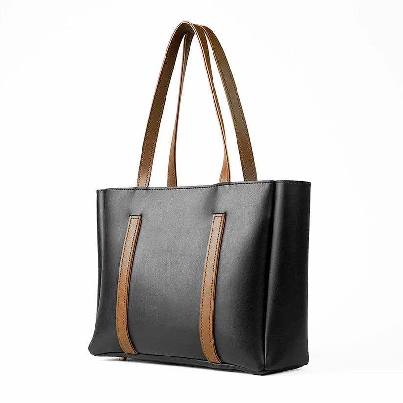 Prella Bags Stay Two-Tone Shoulder Tote Bag – Black & Brown