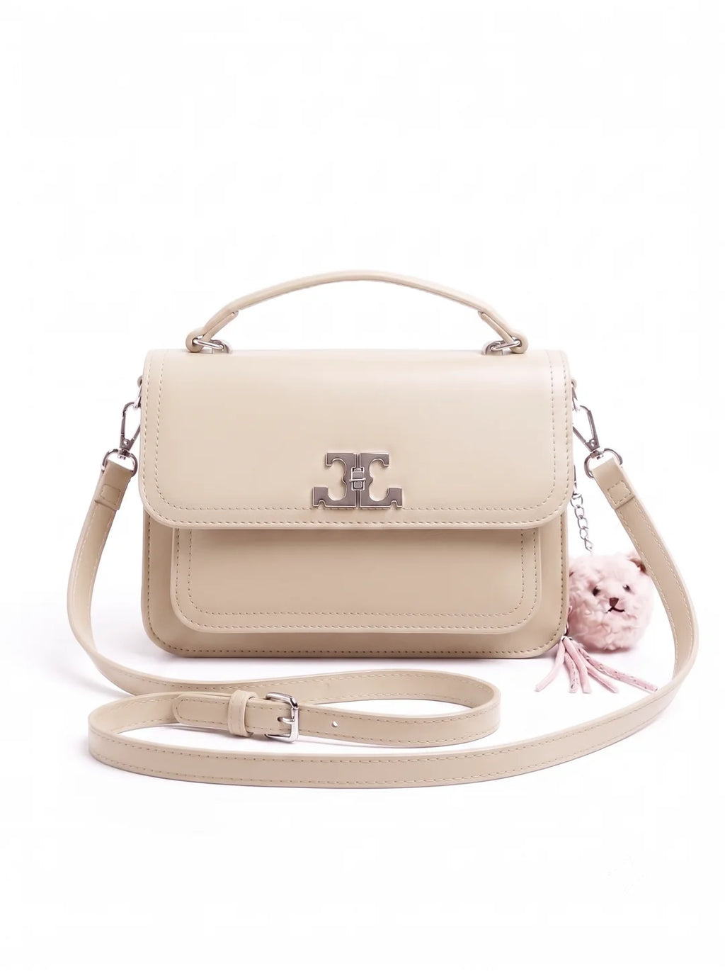 Prella Bags Leads White Structured Crossbody Bag