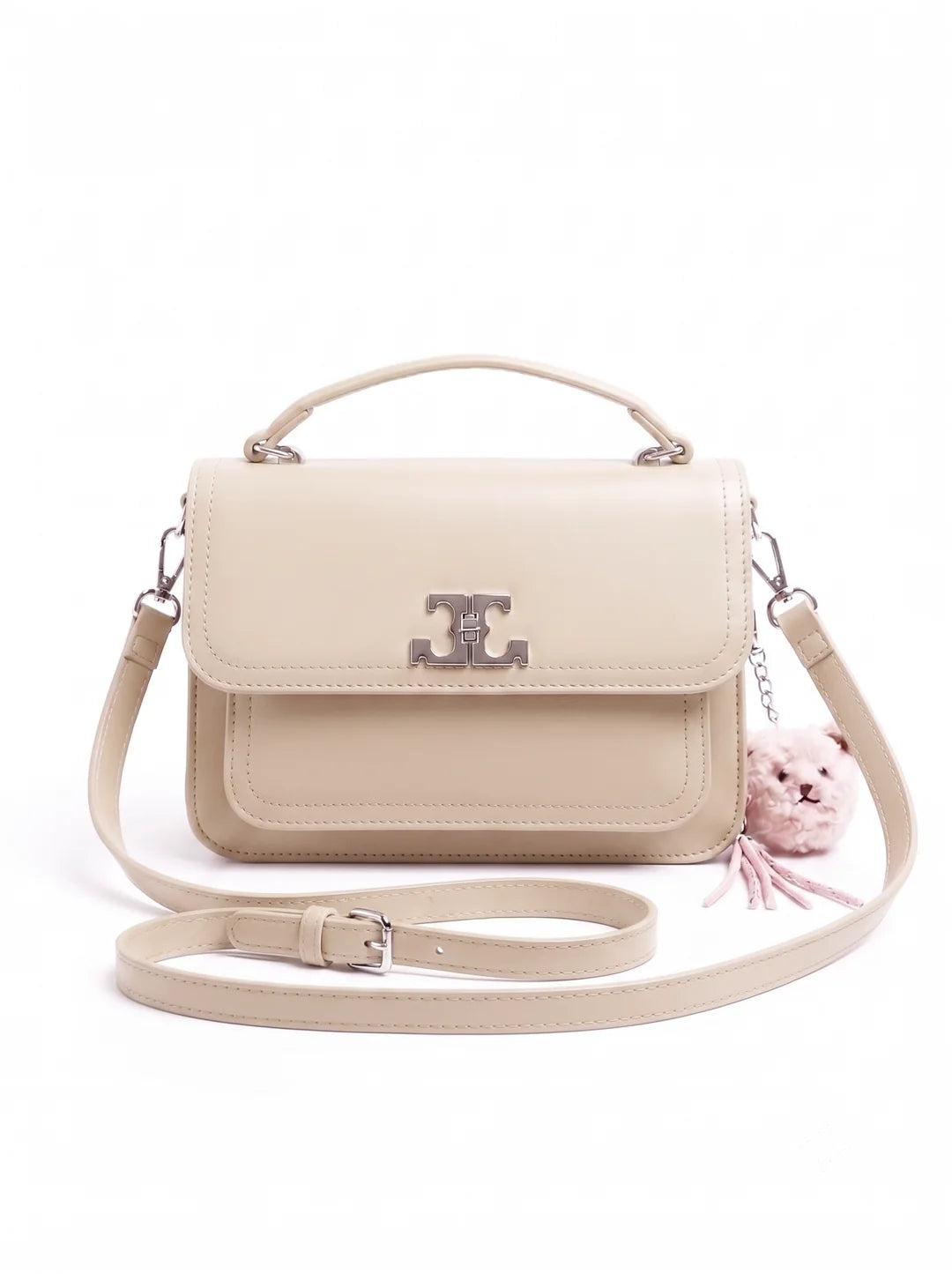 Prella Bags Leads White Structured Crossbody Bag