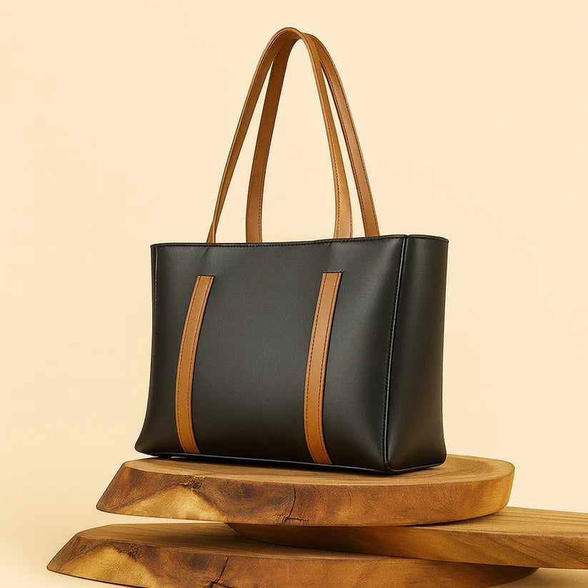 Prella Bags Stay Two-Tone Shoulder Tote Bag – Black & Brown
