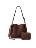 Prella Bags Monaco Choco Suede Hobo Shoulder Bag