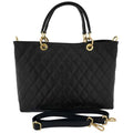 Prella Bags Italian Black Quilted Leather Satchel &amp; Crossbody Bag