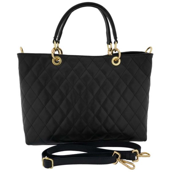 Prella Bags Italian Black Quilted Leather Satchel &amp; Crossbody Bag