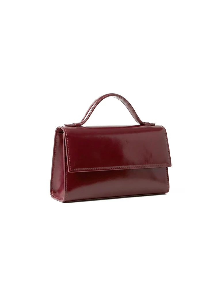 Prella Bags Petal Maroon Patent Leather Top Handle Bag
