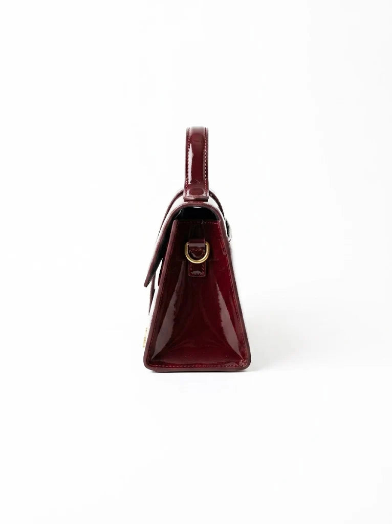 Prella Bags Petal Maroon Patent Leather Top Handle Bag