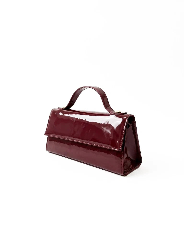 Prella Bags Petal Maroon Patent Leather Top Handle Bag