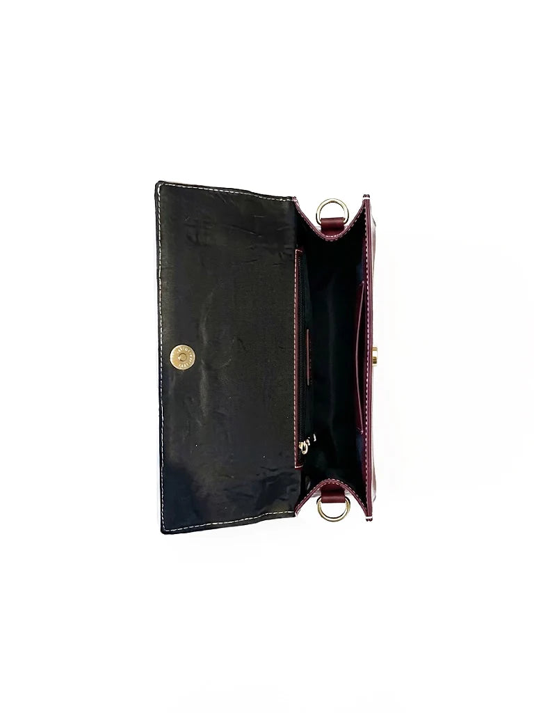 Prella Bags Petal Maroon Patent Leather Top Handle Bag