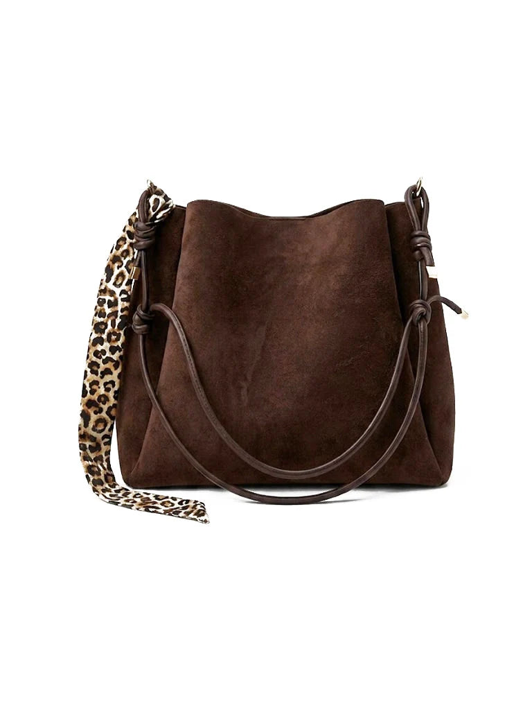 Prella Bags Monaco Choco Suede Hobo Shoulder Bag