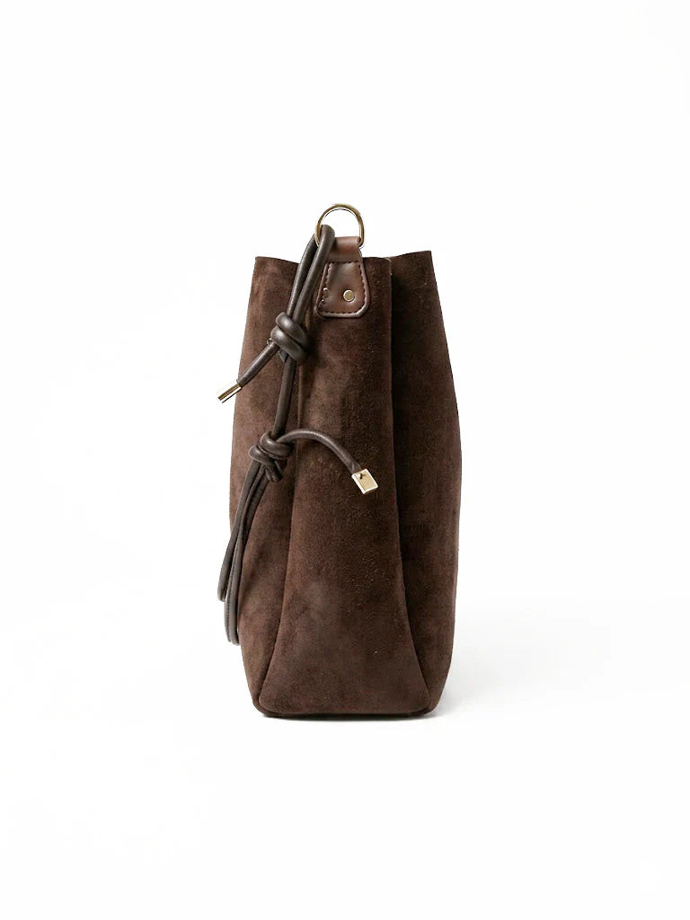 Prella Bags Monaco Choco Suede Hobo Shoulder Bag